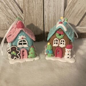 Pastel Gingerbread House Christmas Ornaments